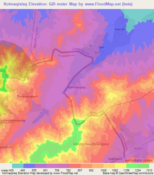 Kohnaqislaq,Azerbaijan Elevation Map