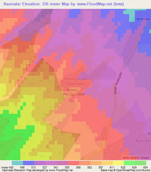 Kazmalar,Azerbaijan Elevation Map