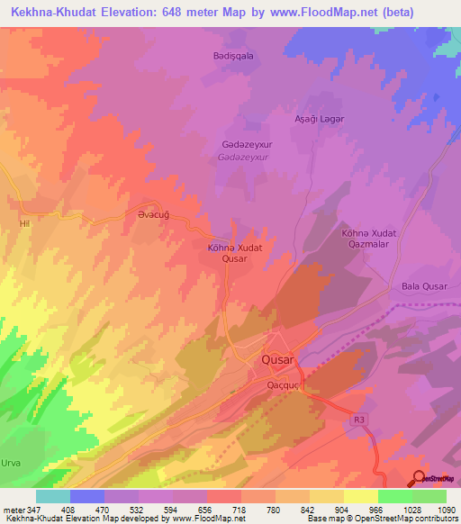 Kekhna-Khudat,Azerbaijan Elevation Map