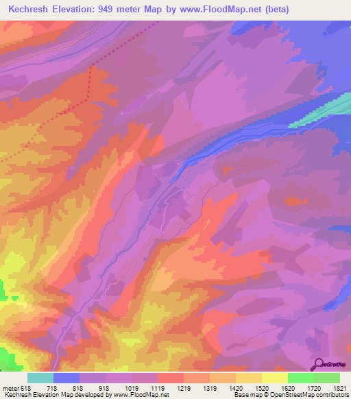 Kechresh,Azerbaijan Elevation Map
