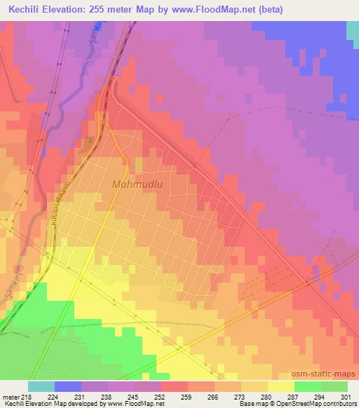 Kechili,Azerbaijan Elevation Map