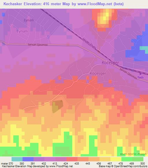 Kechasker,Azerbaijan Elevation Map