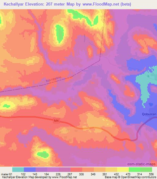 Kechallyar,Azerbaijan Elevation Map