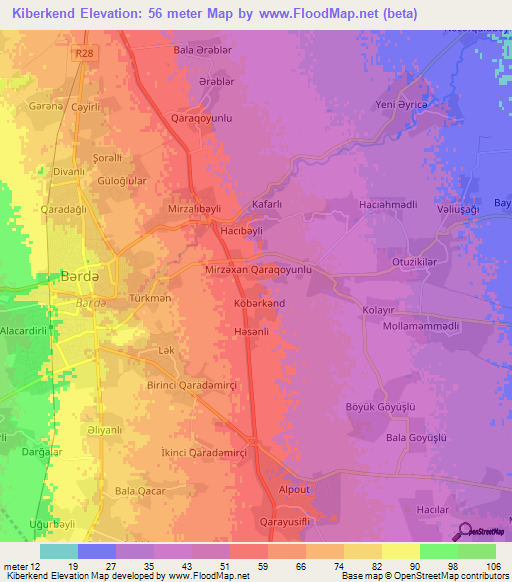 Kiberkend,Azerbaijan Elevation Map
