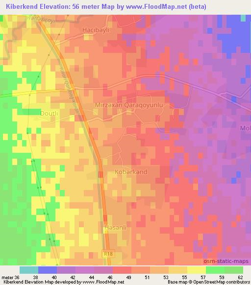 Kiberkend,Azerbaijan Elevation Map