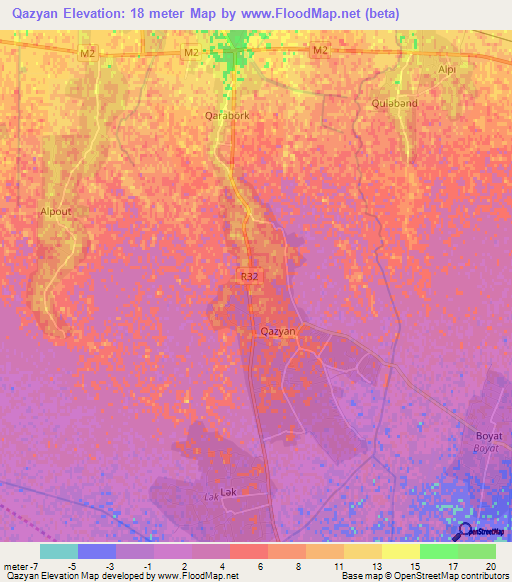 Qazyan,Azerbaijan Elevation Map