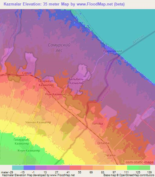 Kazmalar,Azerbaijan Elevation Map