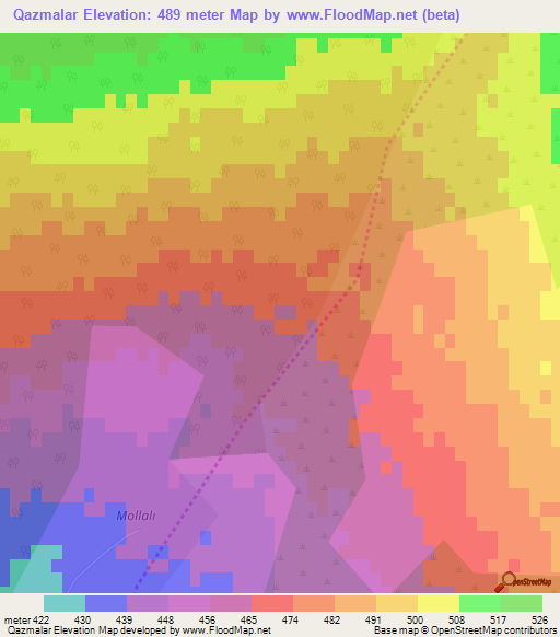 Qazmalar,Azerbaijan Elevation Map