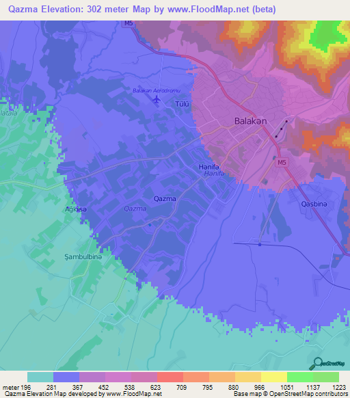 Qazma,Azerbaijan Elevation Map