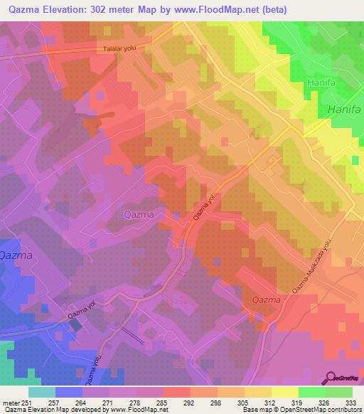 Qazma,Azerbaijan Elevation Map