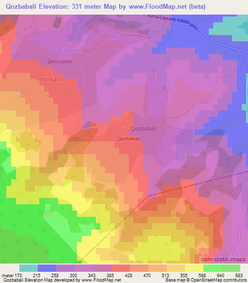 Qozbabali,Azerbaijan Elevation Map