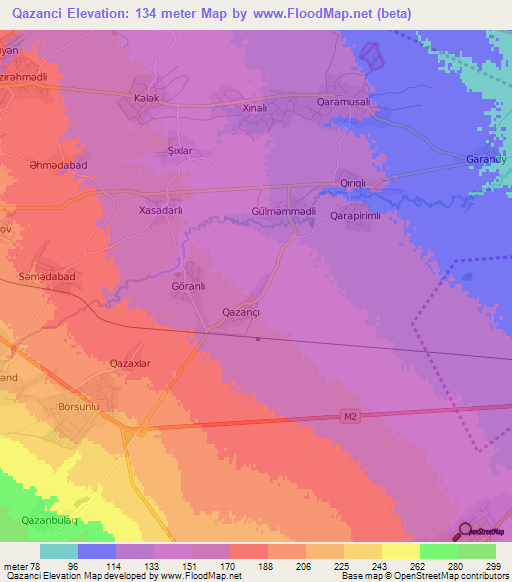 Qazanci,Azerbaijan Elevation Map