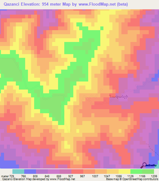 Qazanci,Azerbaijan Elevation Map