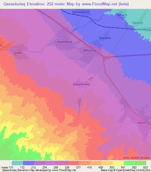 Qazanbulaq,Azerbaijan Elevation Map
