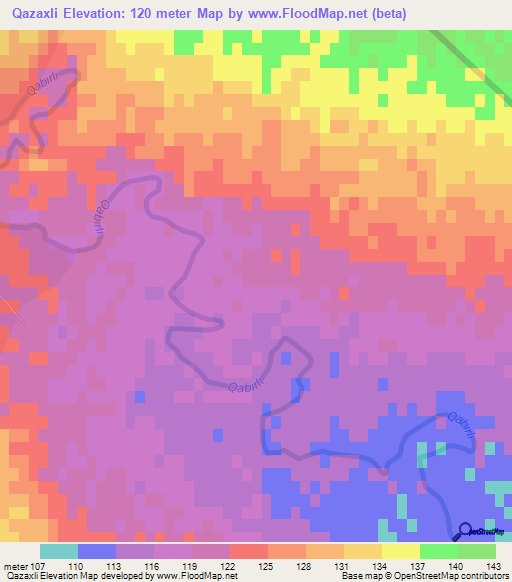 Qazaxli,Azerbaijan Elevation Map
