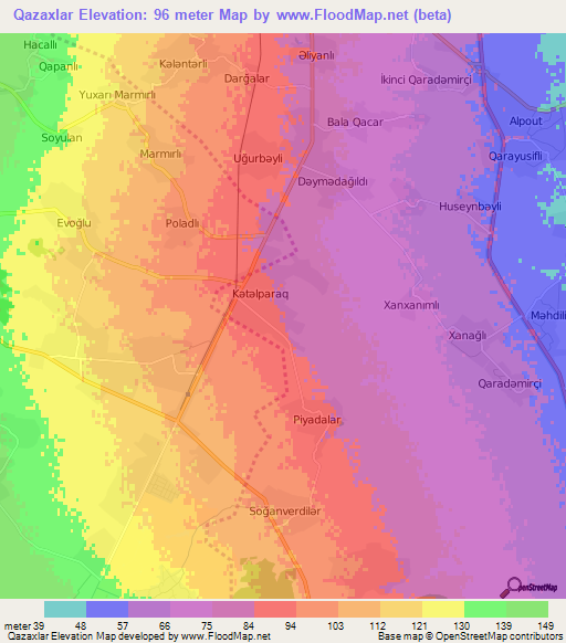 Qazaxlar,Azerbaijan Elevation Map