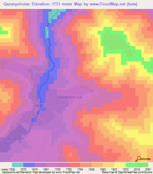 Qazaxyolcular,Azerbaijan Elevation Map