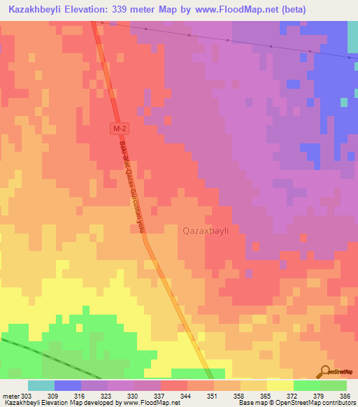 Kazakhbeyli,Azerbaijan Elevation Map