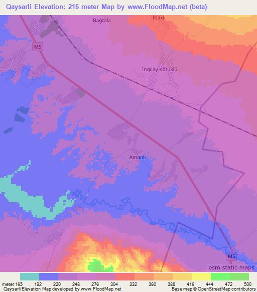 Qaysarli,Azerbaijan Elevation Map