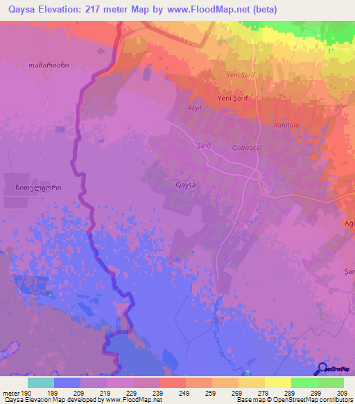 Qaysa,Azerbaijan Elevation Map