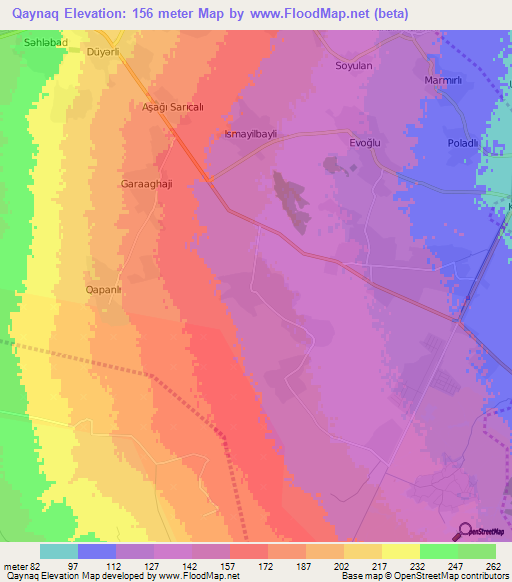 Qaynaq,Azerbaijan Elevation Map