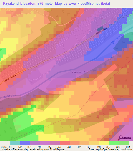 Kayakend,Azerbaijan Elevation Map