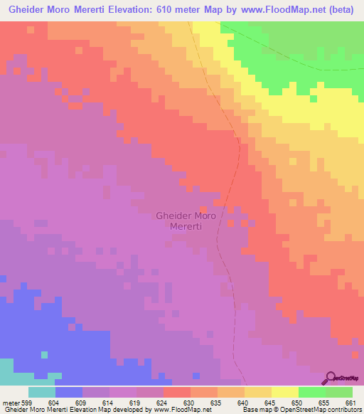 Gheider Moro Mererti,Somalia Elevation Map