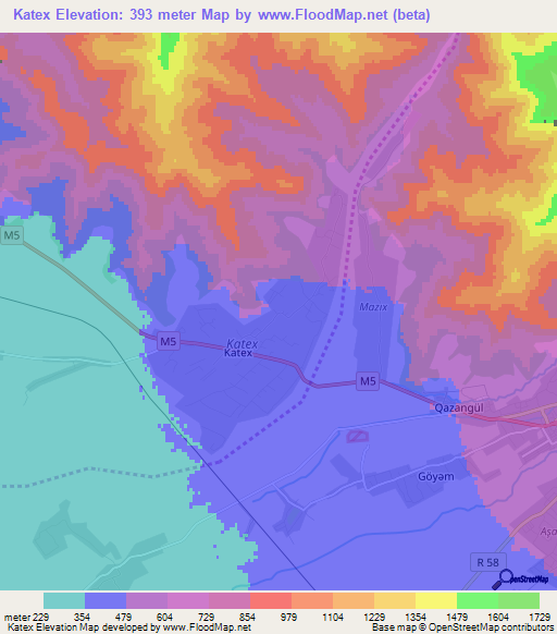 Katex,Azerbaijan Elevation Map