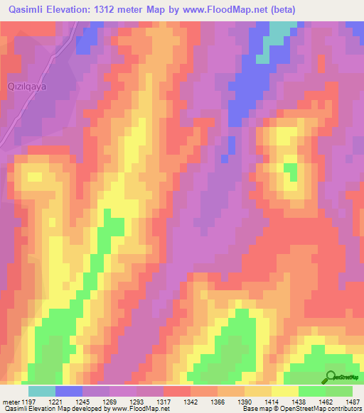 Qasimli,Azerbaijan Elevation Map