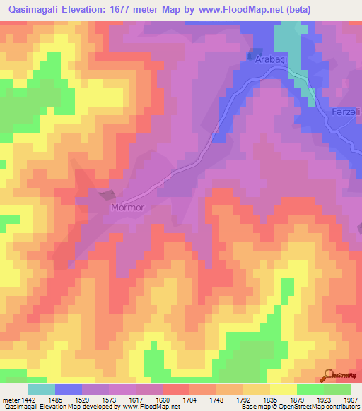 Qasimagali,Azerbaijan Elevation Map