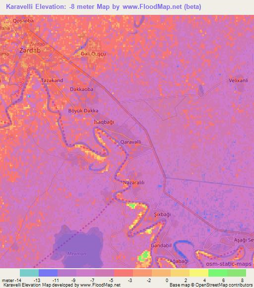 Karavelli,Azerbaijan Elevation Map