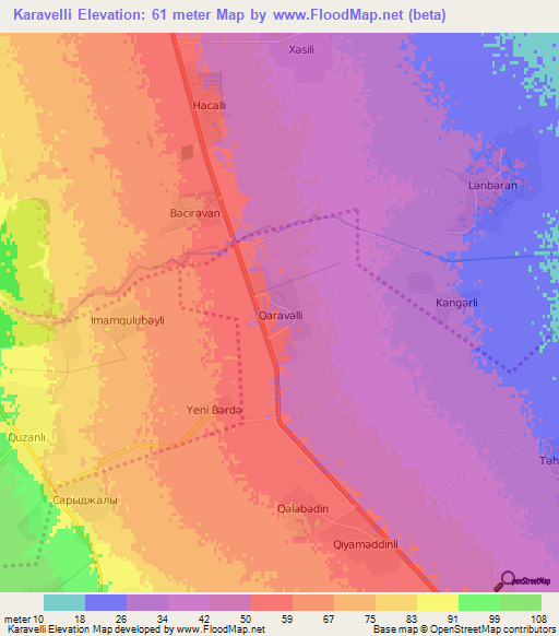 Karavelli,Azerbaijan Elevation Map