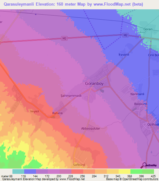 Qarasuleymanli,Azerbaijan Elevation Map
