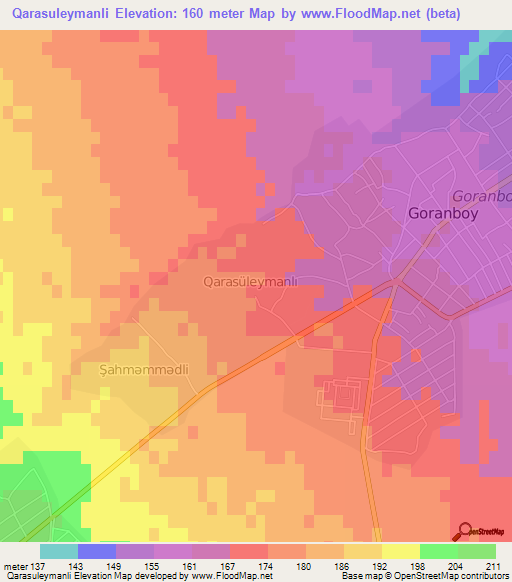Qarasuleymanli,Azerbaijan Elevation Map