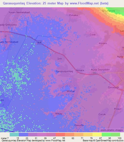 Qarasuqumlaq,Azerbaijan Elevation Map