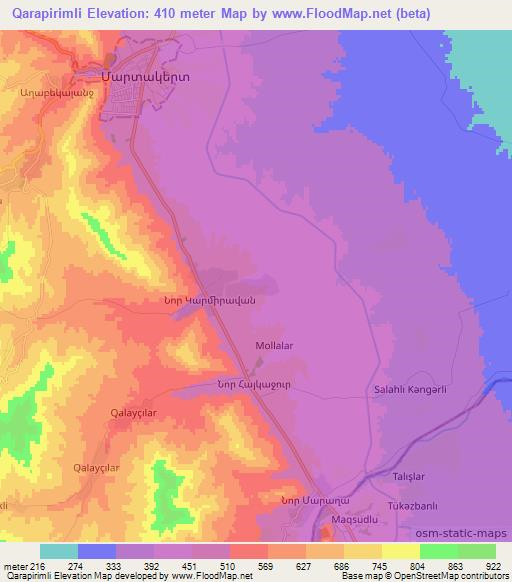 Qarapirimli,Azerbaijan Elevation Map