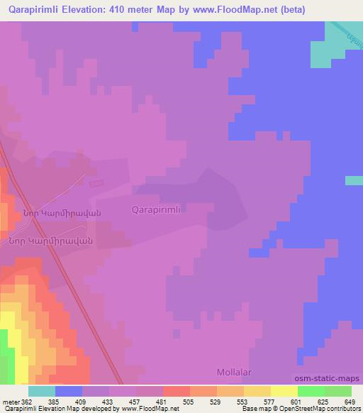 Qarapirimli,Azerbaijan Elevation Map