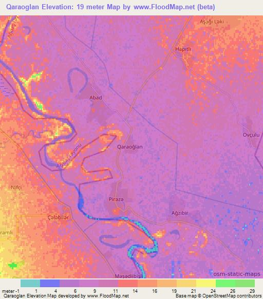 Qaraoglan,Azerbaijan Elevation Map