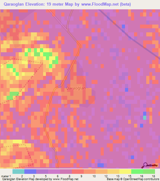Qaraoglan,Azerbaijan Elevation Map