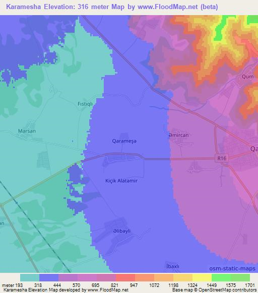 Karamesha,Azerbaijan Elevation Map