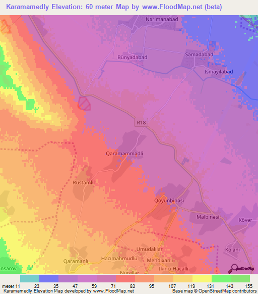 Karamamedly,Azerbaijan Elevation Map