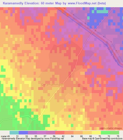 Karamamedly,Azerbaijan Elevation Map