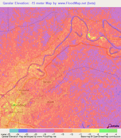 Qaralar,Azerbaijan Elevation Map