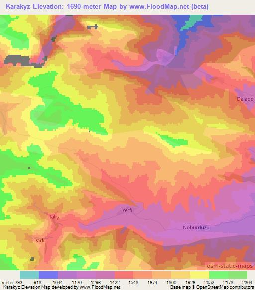 Karakyz,Azerbaijan Elevation Map