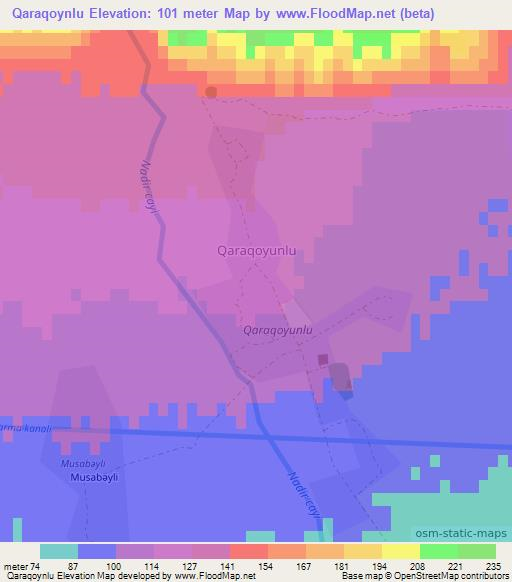Qaraqoynlu,Azerbaijan Elevation Map
