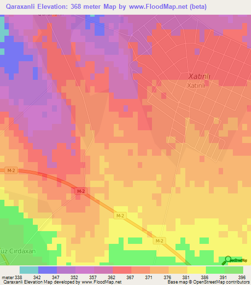 Qaraxanli,Azerbaijan Elevation Map