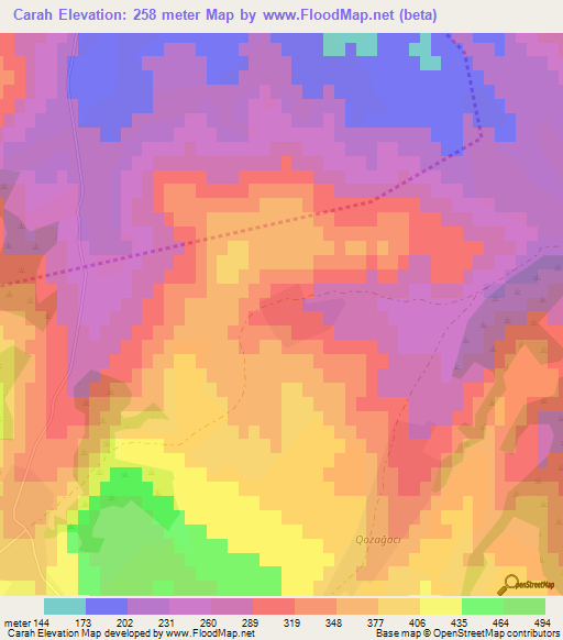 Carah,Azerbaijan Elevation Map