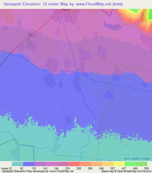 Qaraqasli,Azerbaijan Elevation Map