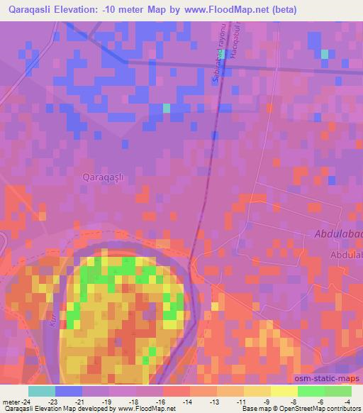 Qaraqasli,Azerbaijan Elevation Map