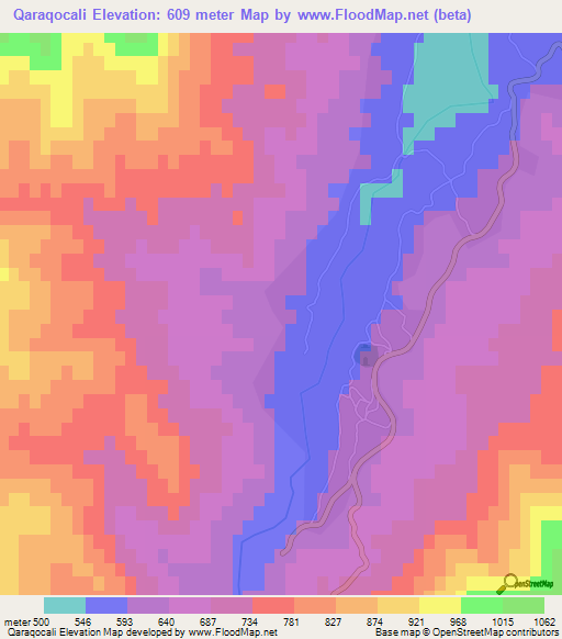 Qaraqocali,Azerbaijan Elevation Map